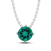 Thumbnail Image 1 of Lab-Created Emerald Solitaire Necklace Round-cut Sterling Silver 18"