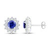 Blue & White Lab-Created Sapphire Earrings Sterling Silver
