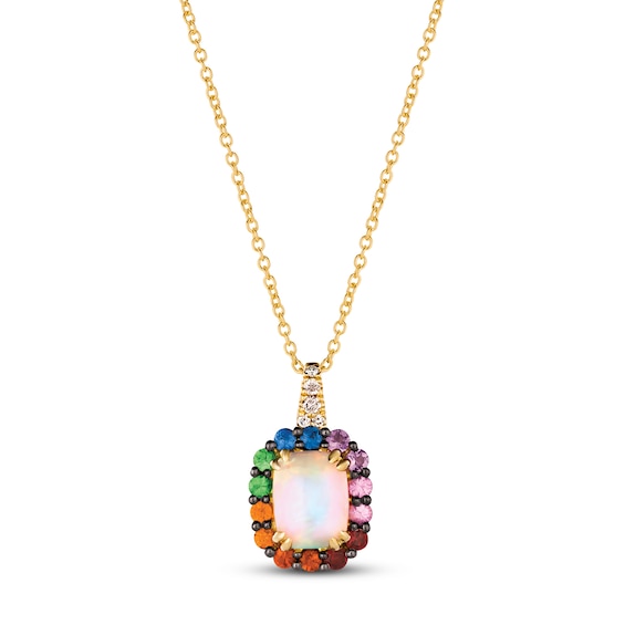 Le Vian Multi-Gemstone Necklace 1/20 ct tw Diamonds 14K Honey Gold 18"
