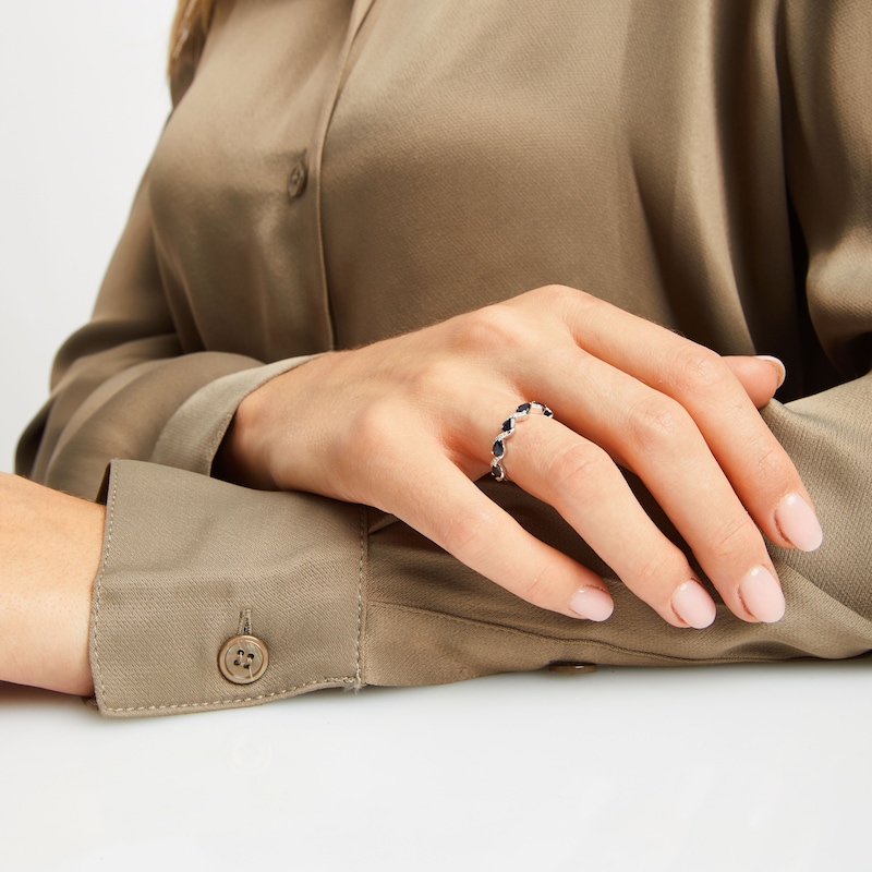 Main Image 2 of Sapphire Ring 1/10 ct tw Diamonds 10K White Gold