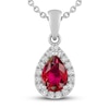 Thumbnail Image 1 of Lab-Created Ruby & White Lab-Created Sapphire Necklace Sterling Silver 18"