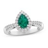 Thumbnail Image 1 of Lab-Created Emerald & White Lab-Created Sapphire Ring Sterling Silver