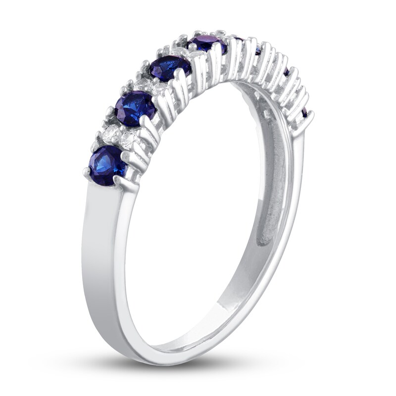 Blue & White Lab-Created Sapphire Ring Sterling Silver