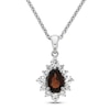 Thumbnail Image 1 of Garnet & White Lab-Created Sapphire Necklace Sterling Silver 18"