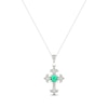 Thumbnail Image 0 of Lab-Created Emerald & White Lab-Created Sapphire Cross Necklace Sterling Silver 18"