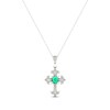Thumbnail Image 0 of Lab-Created Emerald & White Lab-Created Sapphire Cross Necklace Sterling Silver 18"
