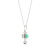 Thumbnail Image 1 of Lab-Created Emerald & White Lab-Created Sapphire Cross Necklace Sterling Silver 18"