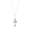 Thumbnail Image 2 of Lab-Created Emerald & White Lab-Created Sapphire Cross Necklace Sterling Silver 18"