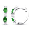Lab-Created Emerald & Lab-Created White Sapphire Hoop Earrings Sterling Silver