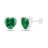 Thumbnail Image 1 of Lab-Created Emerald Heart Stud Earrings Sterling Silver
