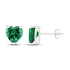 Thumbnail Image 2 of Lab-Created Emerald Heart Stud Earrings Sterling Silver