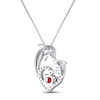 Thumbnail Image 3 of Lab-Created Ruby/White Lab-Created Sapphire Dolphins Necklace Sterling Silver 18"