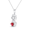 Thumbnail Image 1 of Lab-Created Ruby/Diamond Accent Pawprints Necklace Sterling Silver 18"