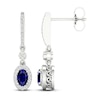 Thumbnail Image 1 of Blue Sapphire Dangle Earrings 1/6 ct tw Diamonds 10K White Gold