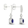 Thumbnail Image 3 of Blue Sapphire Dangle Earrings 1/6 ct tw Diamonds 10K White Gold
