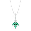 Thumbnail Image 1 of Lab-Created Emerald & White Lab-Created Sapphire Necklace Sterling Silver 18"