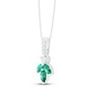 Thumbnail Image 2 of Lab-Created Emerald & White Lab-Created Sapphire Necklace Sterling Silver 18"