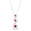 Thumbnail Image 1 of Pink & White convertible Lab-Created Sapphire Necklace Sterling Silver 18"