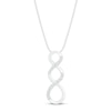 Thumbnail Image 2 of Pink & White convertible Lab-Created Sapphire Necklace Sterling Silver 18"