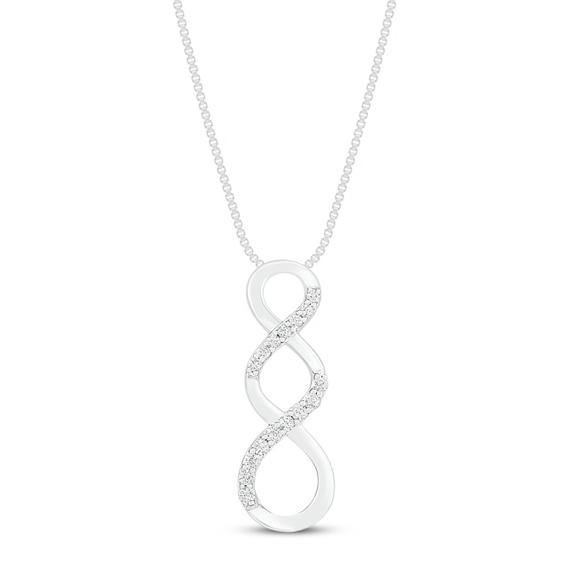 Main Image 2 of Pink & White convertible Lab-Created Sapphire Necklace Sterling Silver 18"