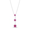 Thumbnail Image 3 of Pink & White convertible Lab-Created Sapphire Necklace Sterling Silver 18"