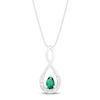 Thumbnail Image 0 of Lab-Created Emerald & Diamond Accent Necklace Sterling Silver 18"