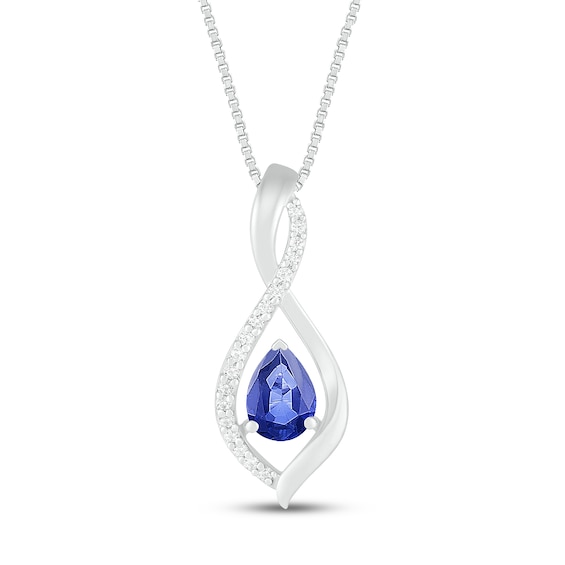 Blue & White Lab-Created Sapphire Necklace Sterling Silver 18"