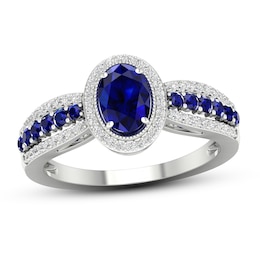 Sapphire & Diamond Ring 1/5 ct tw 10K White Gold