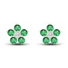 Emerald & Diamond Accent Earrings 10K Yellow Gold