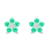 Emerald & Diamond Accent Earrings 10K Yellow Gold