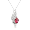 Thumbnail Image 2 of Lab-Created Ruby & White Lab-Created Sapphire Necklace Sterling Silver 18"