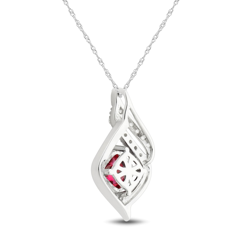 Main Image 3 of Lab-Created Ruby & White Lab-Created Sapphire Necklace Sterling Silver 18"