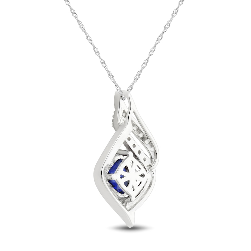 Main Image 3 of Blue & White Lab-Created Sapphire Necklace Sterling Silver 18"