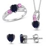 Thumbnail Image 0 of Blue & Pink Lab-Created Sapphire/Diamond Boxed Set Sterling Silver - Size 7