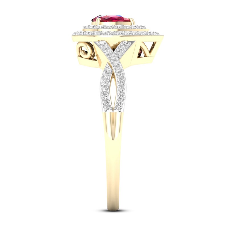 Ruby & Diamond Ring 1/4 ct tw 10K Yellow Gold