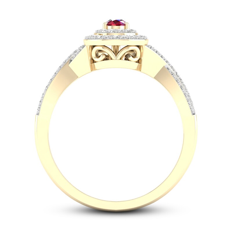 Ruby & Diamond Ring 1/4 ct tw 10K Yellow Gold