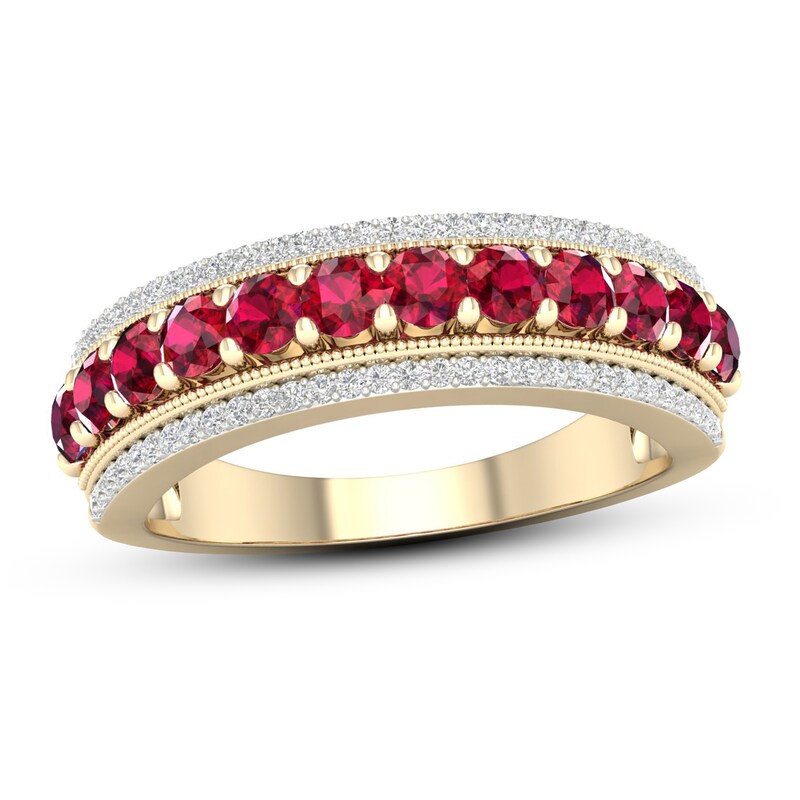 Ruby & Diamond Ring 1/6 ct tw 10K Yellow Gold