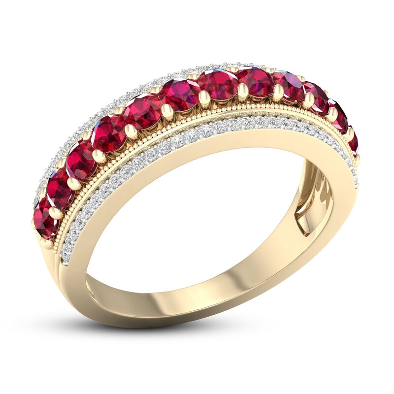 Ruby & Diamond Ring 1/6 ct tw 10K Yellow Gold