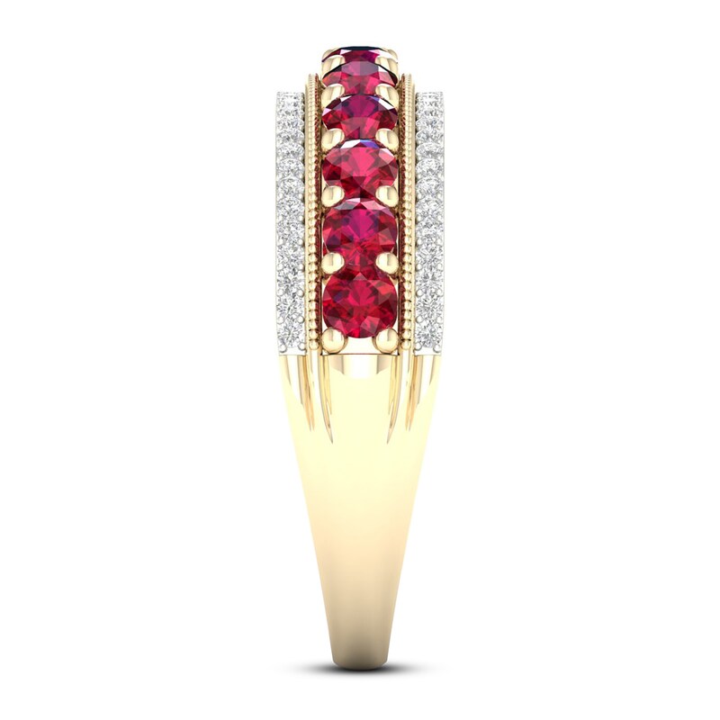 Ruby & Diamond Ring 1/6 ct tw 10K Yellow Gold