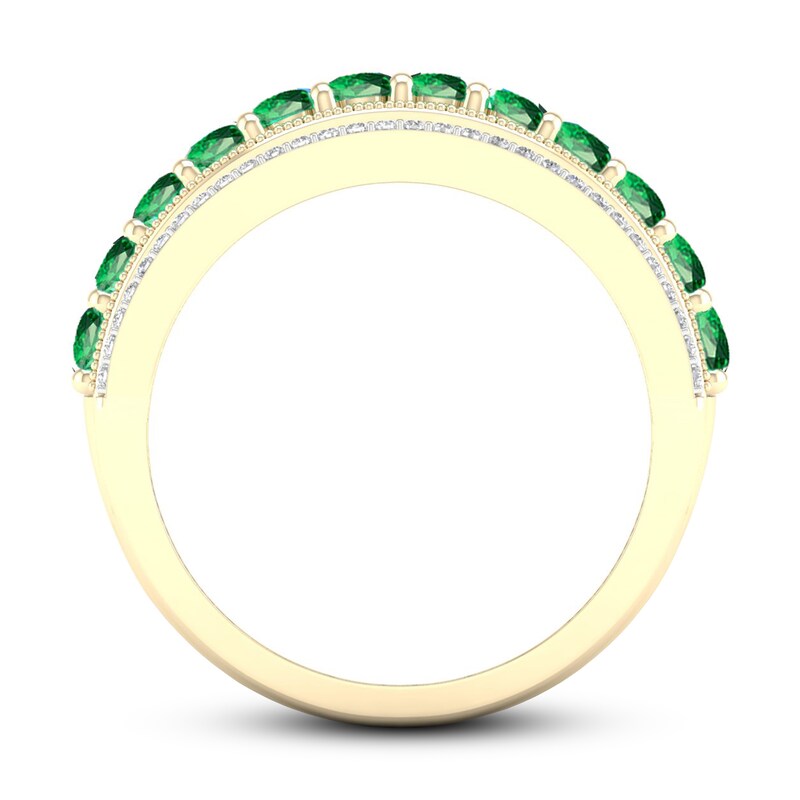 Emerald & Diamond Ring 1/6 ct tw 10K Yellow Gold