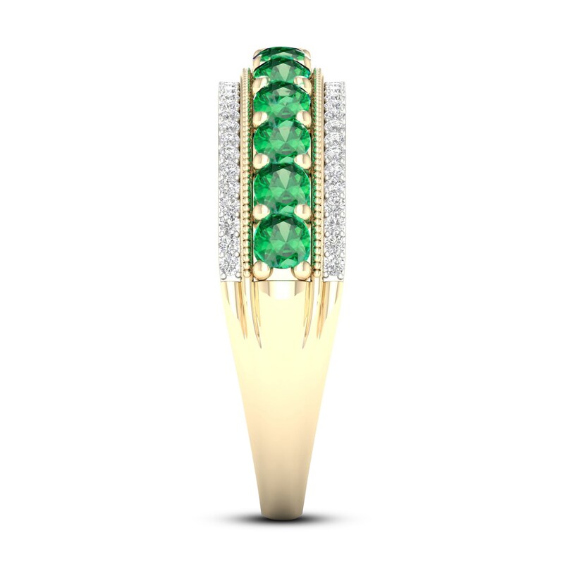 Emerald & Diamond Ring 1/6 ct tw 10K Yellow Gold