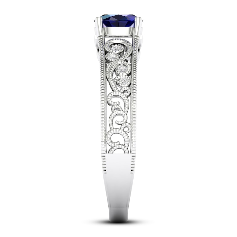 Blue & White Lab-Created Sapphire Ring Sterling Silver