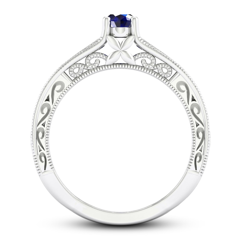 Blue & White Lab-Created Sapphire Ring Sterling Silver