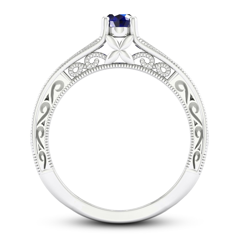 Blue & White Lab-Created Sapphire Ring Sterling Silver