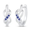 Thumbnail Image 1 of Blue Lab-Created Sapphire Hoop Earrings Sterling Silver