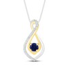 Thumbnail Image 1 of Convertible Blue & White Lab-Created Sapphire Necklace Sterling Silver/10K Yellow Gold 18"