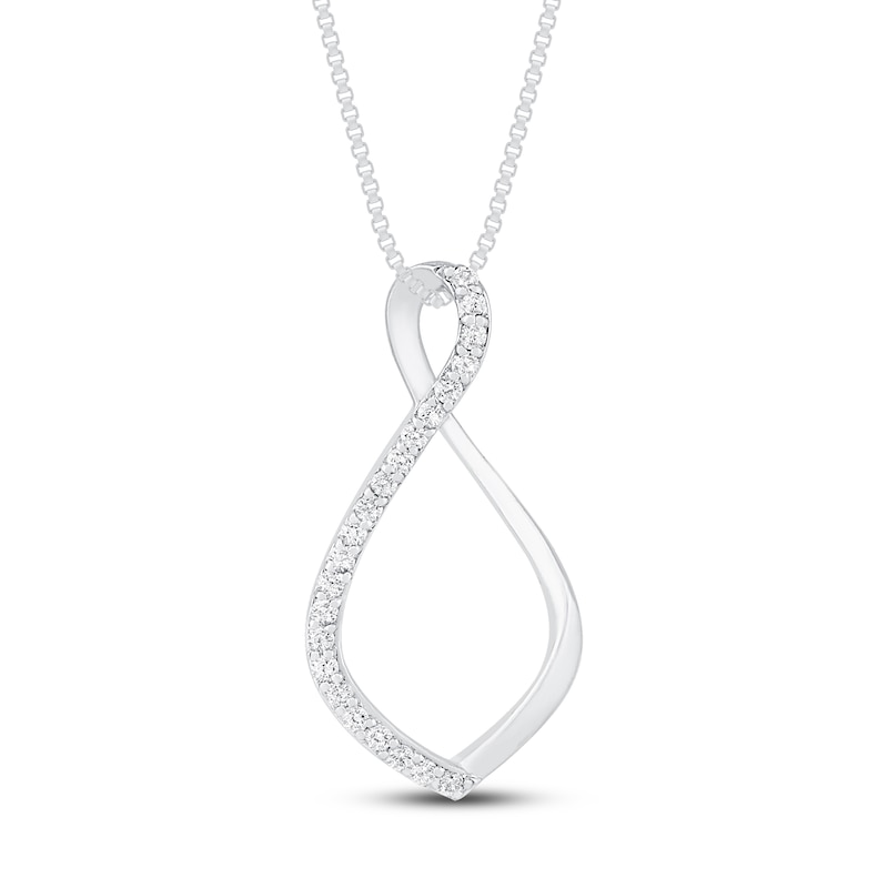 Main Image 3 of Convertible Blue & White Lab-Created Sapphire Necklace Sterling Silver/10K Yellow Gold 18"