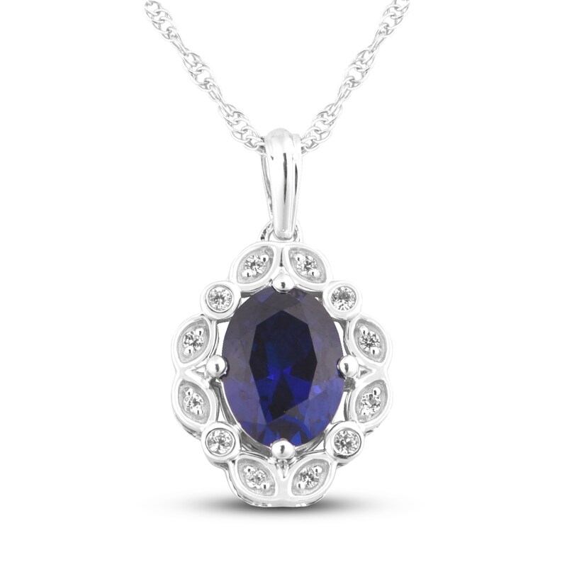 Blue & White Lab-Created Sapphire Necklace Sterling Silver 18"