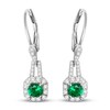 Lab-Created Emerald & White Lab-Created Sapphire Dangle Earrings Sterling Silver