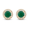 Thumbnail Image 1 of Certified Emerald & Diamond Earrings 1/8 ct tw 14K Yellow Gold